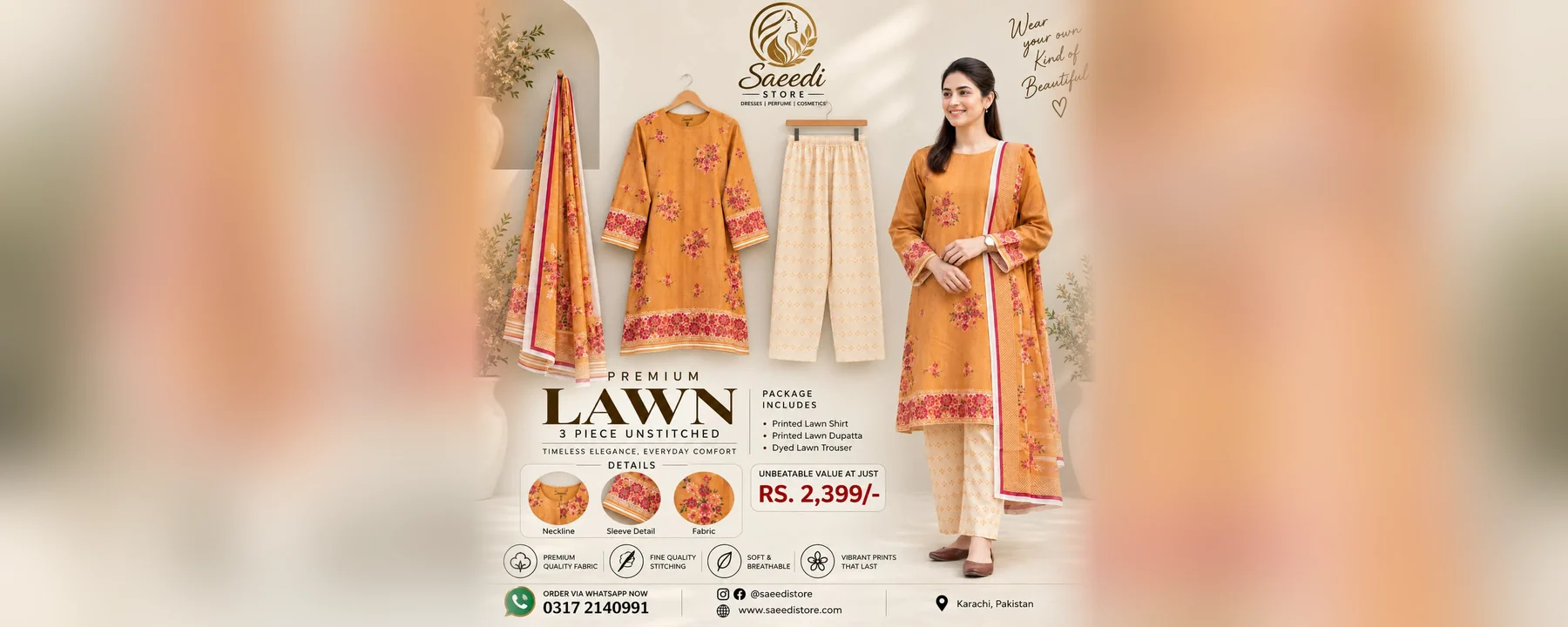 PREMIUM LAWN 3 PIECE — Saeedi Store